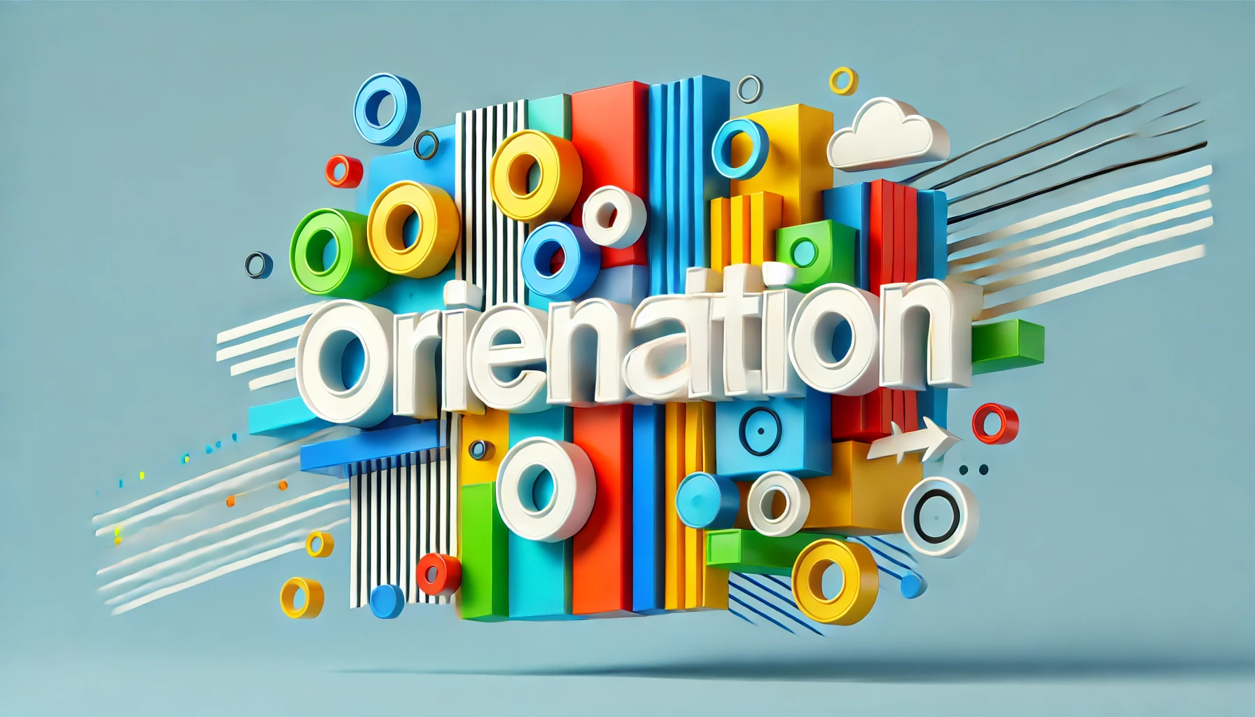 DALL·E 2024-10-14 15.12.35 - A vibrant and modern graphic design featuring the word 'Orientation' in bold white 3D letters with a sans-serif font. The background consists of overl.webp